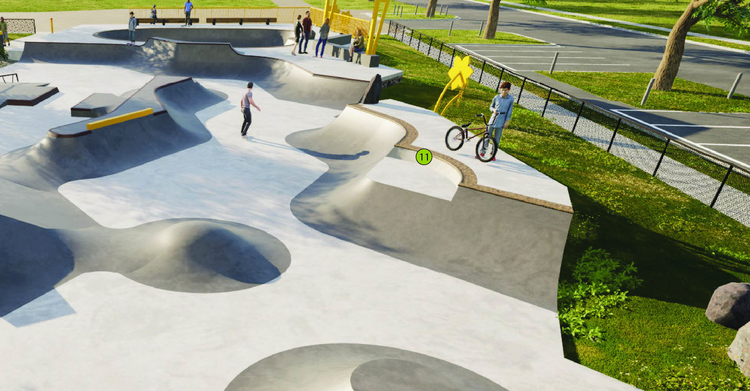 Aerial view of the mini ramp area 11